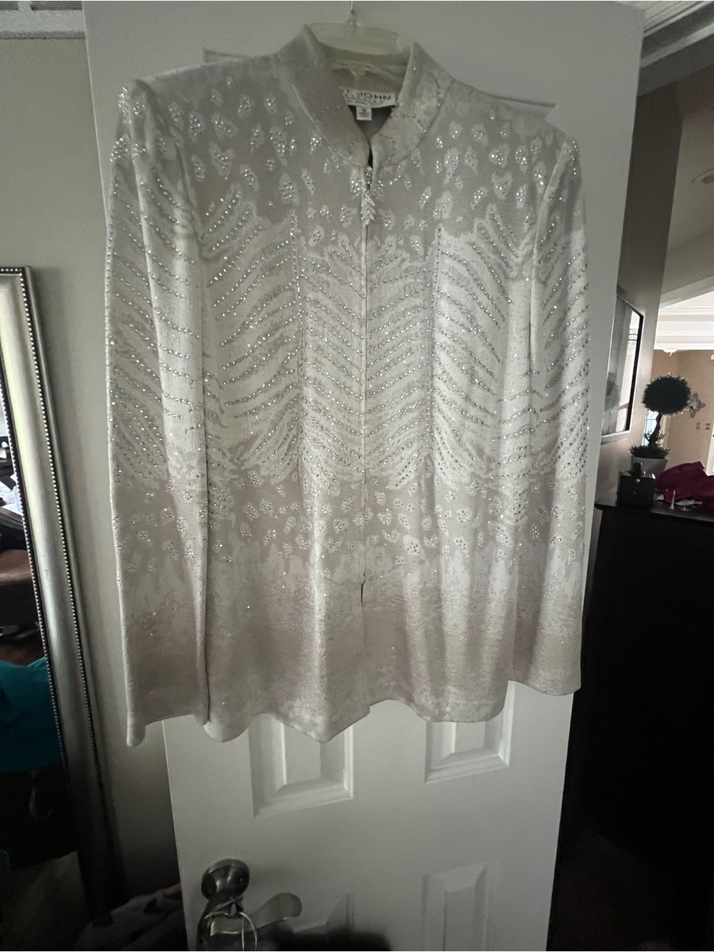 St. John Ivory Beaded Evening Jacket